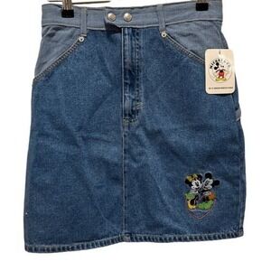NEW MICKEY & CO girls embroidered jean skirt sz 14 casual pockets Mickey Minnie